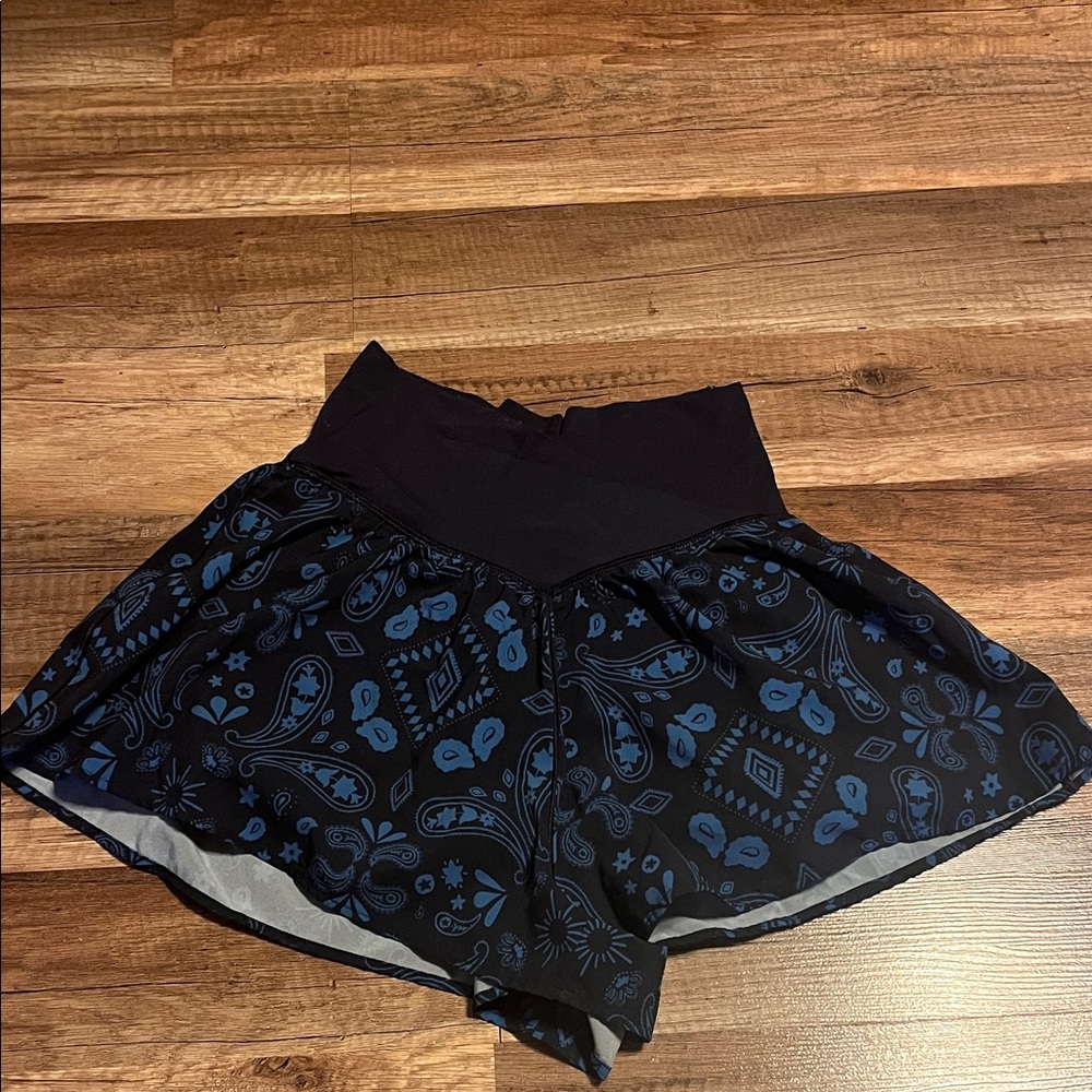 Black and Blue Patterned Athletic Shorts